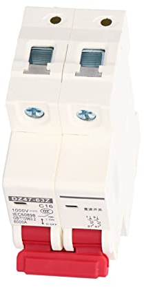 Ausla Disjoncteur Miniature DC, 1000 V, 2 Pôles, 16 A, avec Déclenchement Magnétique Thermique, pour Systèmes Solaires Photovoltaïques, Montage sur Rail DIN, Interrupteur de Déconnexion C16