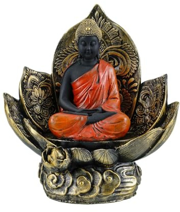 Kremers Skattkista Buddha dekorativ figur lotus säte mediterande Buddha 19 x 17 x 12 cm handmålad av polyresin – spirituell levande & meditationsdekoration för lugn och harmoni