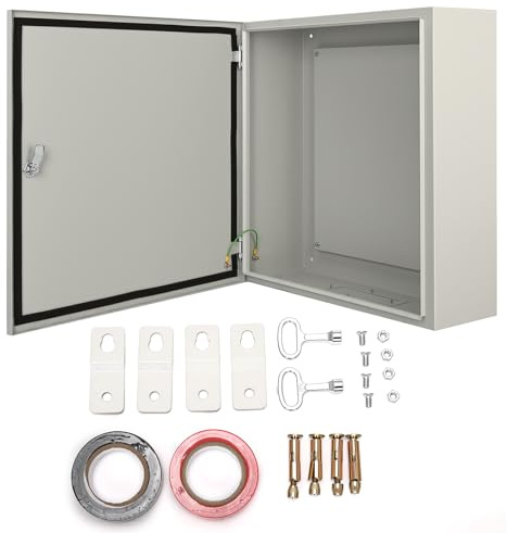KUJIBGY 60x60x20cm Large Empty Electrical Enclosure Box,15kg Heavy Duty Weatherproof Outdoor Junction Box with Lock,Wall-Mounted Electric Box Metal Case for Circuit Protection