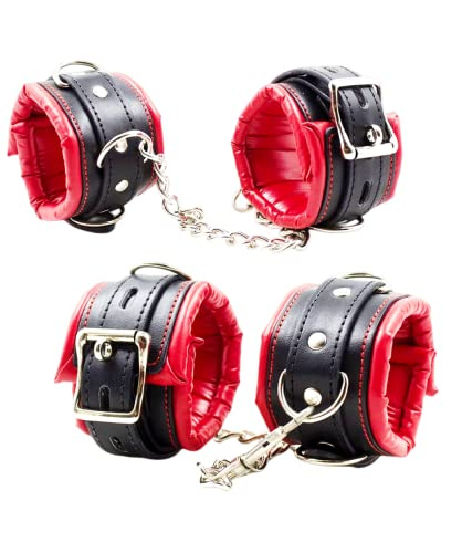 Lot de 2 menottes de cheville en cuir rembourré