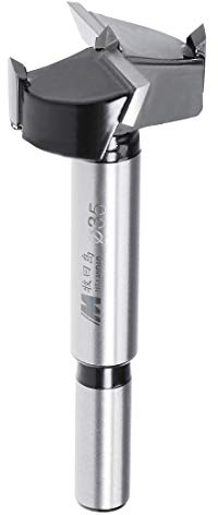 Sourcingmap Forstner Drill Bits 35mm, Tungsten Carbide Wood Hole Saw Auger Opener, Woodworking Hinge Hole Drilling Boring Bit Cutter (Black, Silver Tone)