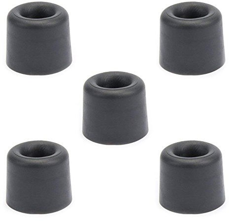 Sossai® 5 x Türstopper NTS | Modell: Anke | Höhe: 24mm | Ø: 30mm | Farbe: schwarz | Zum Schrauben (Inkl. Befestigungsmaterial) | Bodenmontage