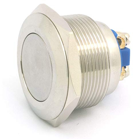 DollaTek 25mm Interruptor de botón de reinicio plano 12V DC Angel Eye LED Interruptor redondo redondo de acero inoxidable impermeable con pie de tornillo - Astilla