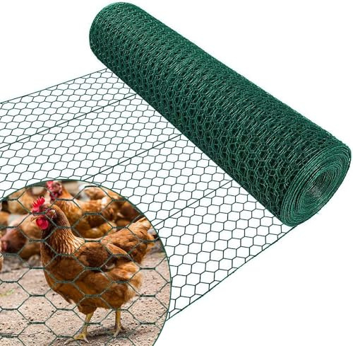 Amagabeli 1.22M X 25M Sechskant-Geflecht Drahtzaun Gartenzaun RAL6005 Grünen Maschenweite 25 mm Drahtgitter-Rolle Gartenzaun Kaninchendraht Metall Drahtg DA005