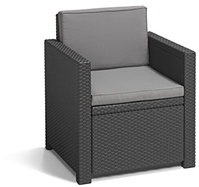 Allibert by Keter Victoria Loungesessel, graphit, 65x62x77cm, Kunststoff in flacher Rattanoptik, wetterfest, UV-beständig