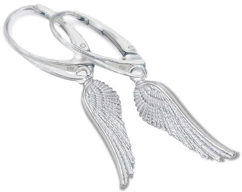 G.H. Pendientes de alas de ángel de plata 925 colgantes para mujer con alas de ángel, Plata de ley, No aplicable