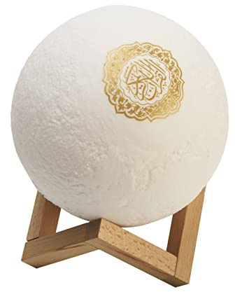 Xpccj Lampe LED 3D Coran Touch Moon Lights - Impression 3D 7 Couleurs Veilleuse LED Avec Haut-parleurs Bluetooth, Télécommande, Petite Lune Lampe Sans Fil
