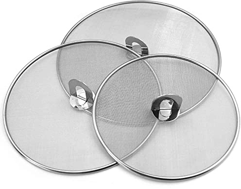 Splatter Screen for Cooking - Stainless Steel Grease Splatter Guard for Frying Pan, No Cooking Oil Mess No Burns, Ultra Fine Mesh Lids Set of 3(10, 11.5, 13)