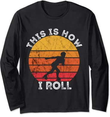 Rollschuh Fahrer Rollschuh Laufen Retro Vintage Sunset Langarmshirt