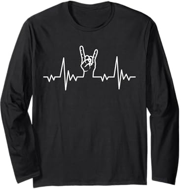Heavy Metal Herzschlag Pommesgabel Langarmshirt