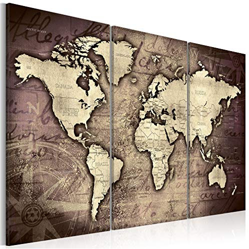 decomonkey Akustikbild Premium Weltkarte 135x90 cm 3 Teilig Kunst Akustikpaneele Akustikdämmung Schallschlucker Schallabsorber Schalldämmung Akustikplatten Welt Karte Landkarte Kontinente