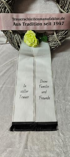 Grabschleife Trauerschleife ALLE BREITEN (175 mm gr. Gesteck o. Kranz, weiß)