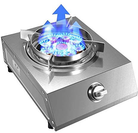 IBOWZ Placa de Gas Encimera De Gas De Acero Inoxidable - Cocina De Mesa, Quemador De Anillo De Fuego Fierce De Nueve Cavidades De 5.2KW, con Anillos De Encimera De Acero Inoxidable Y Protección Co