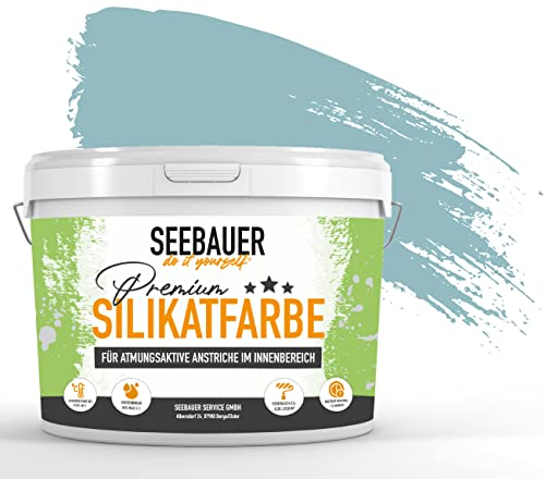 SEEBAUER diy Silikatfarbe Türkis 300ml für Innen (No. 781 Tourqoise Dream) Atmungsaktive Mineralfarbe für Allergiker - Abwaschbare Wandfarbe - Türkistöne hohe Deckkraft