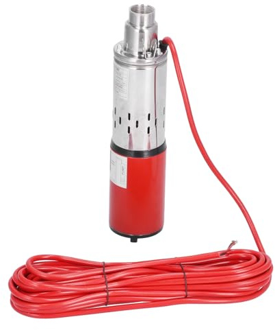 Solarwasserpumpe, 12 V DC Tauchbrunnenwasserpumpe mit 49,21 Fuß Kabel, Wasserdurchfluss 1,5 GPM, Maximale Förderhöhe 98,42 Fuß 30 M, Tiefbrunnenpumpe für Teichbrunnen