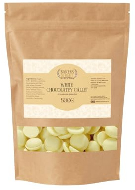 Standard Quality White Chocolatey Callets 500g - Bakers Street - White Chocolatey Callets for Baking and Desserts – Ideal for Cakes, Muffins, Cookies, Pastries, and All Your Baking Needs