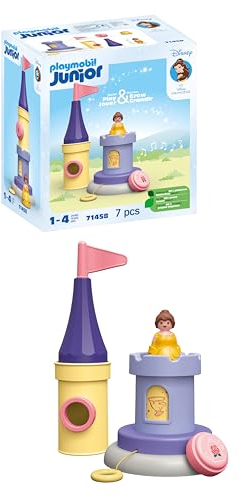 PLAYMOBIL 71458 JUNIOR & Disney: Belle's Play Tower with Sound, toys for toddlers, made from over 90% plant-based plastics, gifting toy and imaginative role-play, playsets for children ages 12 months+