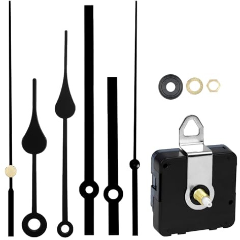 Silent Quartz Clock Movement With 2 Style Hands - Long and Short Shaft High Torque DIY Wall Clock Battery Powered Mechanism for Repair Parts