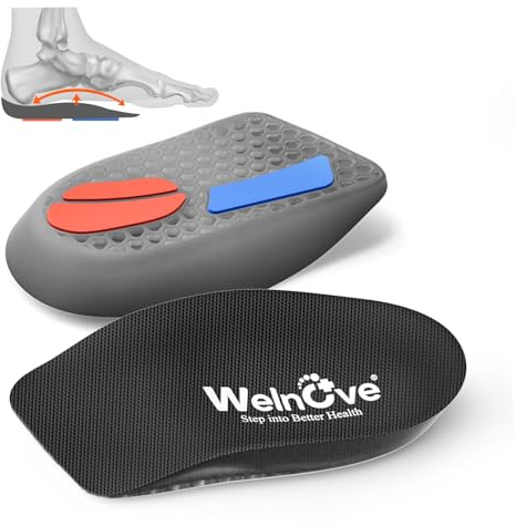Heel Cup Plantar Fasciitis Inserts - Welnove Shock-Absorbing Soft Gel Heel Cushion Cups with Arch Support for Heel Spur Achilles Tendonitis Flat Feet - Heel Pads for Shoes,Women 10.5-13 Men 8.5-12