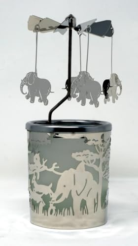 Windlicht Karussell Elefant Glas Votivglas Leuchtglas Teelichthalter