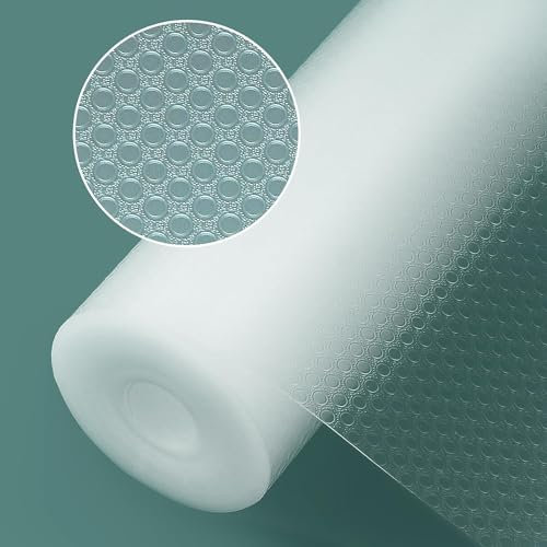 Origuuds Shelf Liners, Non-Adhesive Drawer Liner, Waterproof & Oil-Proof Kitchen Cabinet Cupboard Liner Plastic EVA Material BPA Free Fridge Liner Mats Paper Protector for Shelves (Clear/40cm x 605cm)