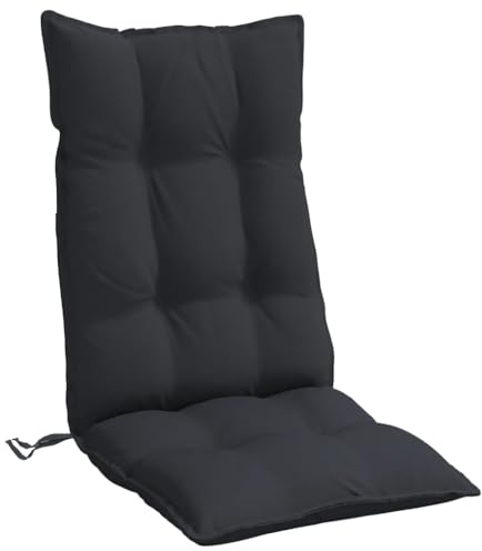 vidaXL Hochlehner Auflagen 2 STK., Hochlehner Auflage mit PP-Hohlfasern, Stuhlauflage mit Gummibänder Bindebänder, Sitzkissen, Schwarz Oxford-Gewebe
