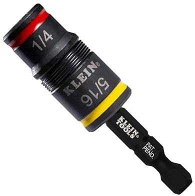 Klein Tools 32931 3-in-1 SAE-Schlag-Steckschlüsselsatz, 1 Klapp-Stecknuss mit 1/4 und 5/16 Nuss-Schraubendrehergrößen und 1/4-Zoll-Bithalter, schlagfester 2-Zoll-Schaft