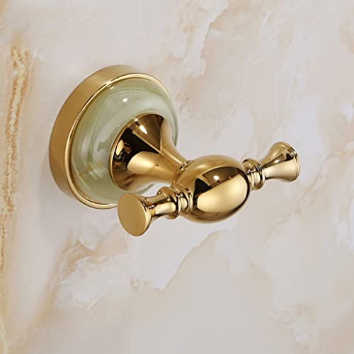 Badezimmer-Hardware-Set, Badezimmer-Hardware-Set, komplett aus Kupfer, doppelschichtig, europäischer goldener Jade-Handtuchhalter, Handtuchring, Kleiderhaken, Toilettenpapierhalter zur Wandmontage