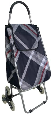 Carro de la Compra con 6 Ruedas para Subir Escaleras, Carrito del Mercado Plegable, Bolsa Impermeable de 42L litros (Negro)