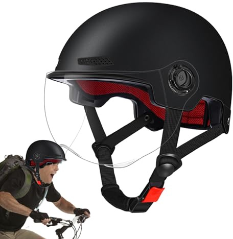Abnehmbare Antireflex-Brille, Helm mit Härtegrad 2H, verstellbarer E-Bike-Helm, Kopfschutz für Erwachsene, integrierter Visierhelm, robuster Fahrradhelm