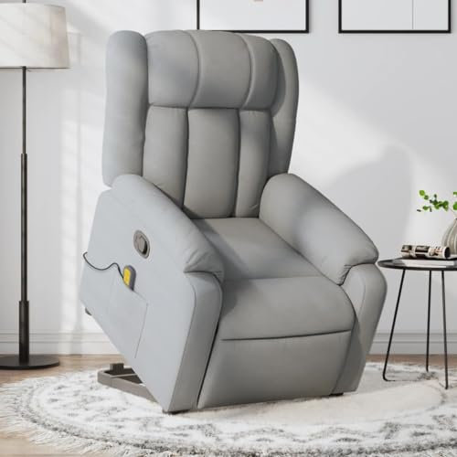 Homgoday Massagesessel mit Aufstehhilfe Fernsehsessel Aufstehsessel Elektrisch Sessel Verstellbar Massagesessel mit Liegefunktion Relaxsessel TV Sessel Wohnzimmer Hellgrau Stoff
