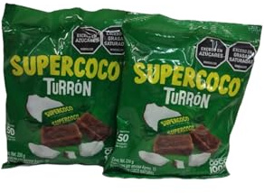 TURRON - SUPERCOCO - TURRON CON COCO NATURAL - PACK DE 2-250 G CADA UNO