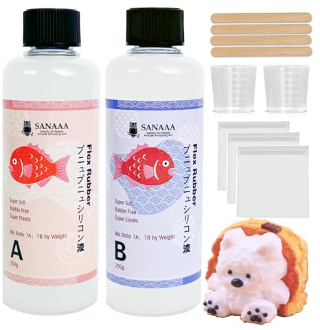 SANAAA Flüssigsilikon für Squishy Maker, superweiches Silikonkautschuk, Mischungsverhältnis AB 1:1 für Taba Squishy, DIY Dekompressionsgeschenk（500g）