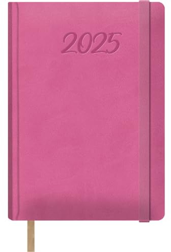 Dohe - Agenda 2025 - Día por Página, Tamaño A5 (15x21 cm), 12 Meses Enero a Diciembre, Tapa Dura de Polipiel, Planificador en Español, Material de Oficina - SAMBA Fucsia