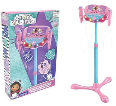 Lexibook, Gabby's Dollhouse, Lautsprecher-Ständer-Set, S160GDH | Höhenverstellbar, 2 Mikrofone, Lichteffekte, MP3, AUX-Eingang, Bluetooth, Stimmeffekte