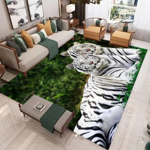 Kind Teppich 160 X 230 cm, Schlafzimmer Teppich, 3D Teppiche Wohnzimmer Teppiche Weich rutschfest Teppich Für Wohnzimmer Schlafzimmer Bettvorleger Wildtier-Tiger-8345877509