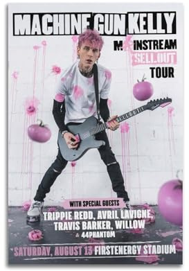 Poster con stampa della copertina dell'album Machine Gun Kelly, poster con copertina e autografo, poster con copertina musicale, pop hip hop, rap, cantante star, poster estetico da parete su tela per