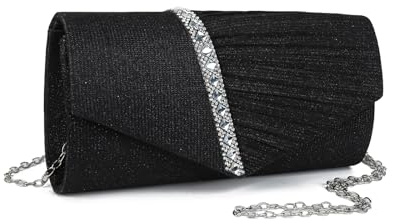 Gladdon Clutch Damen, Glitzer Abendtasche,Glänzende Elegante Envelope Tasche,Strassstein Cross Body Umhängetasche für Hochzeit Party Bankett Feiertage,Geschenk