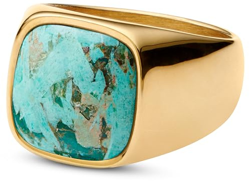 Lucleon by Trendhim Ring Herren | Len Siegelring aus Edelstahl mit Chrysokoll Gravel Design | Dänisches Design | Ausdrucksstarker Männerschmuck für Alltag & Anlass