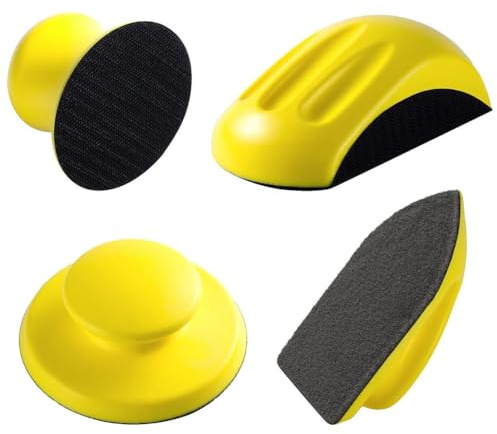 GREOHNMPAW 4PCS Hook and Loop Sanding Block Included Cleaning Brush 5 Inch Round and Mouse Sanding Block Meant for Wood Furniture