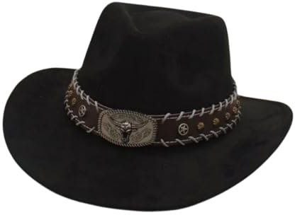 Perfeclan Western Cowboyhut Kostüm Requisiten Sonnenschutzhut für Wanderbühne, Schwarz