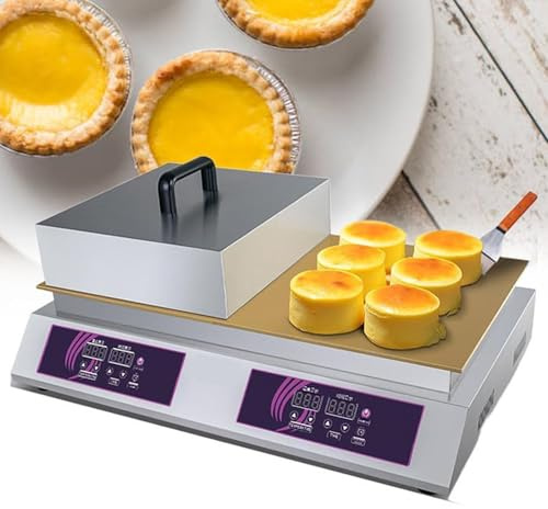 Máquina para Hacer Soufflé Eléctrica Comercial,Gofrera Máquina Gofre,Máquina para Hacer Muffins Acero Inoxidable,con Control Tiempo Y Temperatura,para Restaurantes,Panaderías,Doublehead-220V