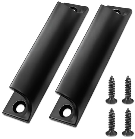 2 Pezzi Maniglia per Porta Balcone In Lega di Alluminio, Cassetto Curvo Maniglia Pull, Maniglia Porta Esterna, Maniglie per Porte da Balcone per Cassetto Dell'Armadio, per Finestre, con Viti（Nero）