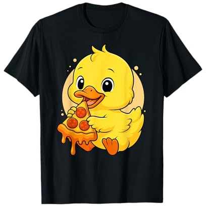 Divertido Pato Comiendo Pizza gráfico niños niñas Pato Amante Camiseta