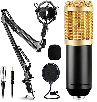 Soundkarten-Kit, Kondensatormikrofon mit V8S Live-Soundkarte (optional) for Live-Streaming, Gesang und Spiele(Style A Gold)