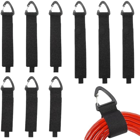 EnixwH 9 Pezzi Fascette Velcro, Fascette Riutilizzabili con Fibbia in Metallo, Cinghie di Fissaggio Resistente, Cinghie Elastiche Velcro Regolabile per Gestione Cavi Officina Garage Casa