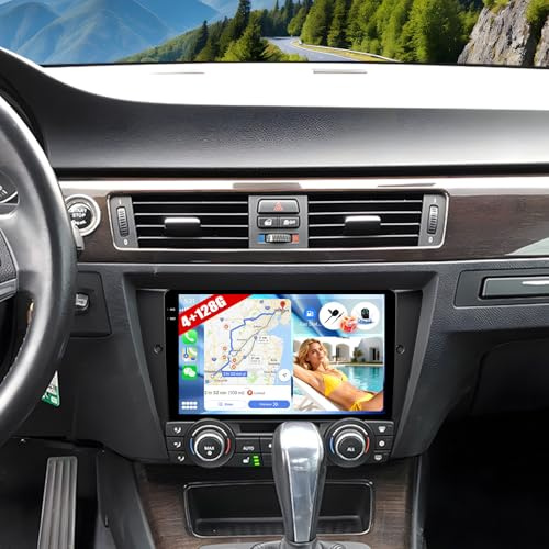 CAMECHO [4+128G] Android 15 Autoradio pour BMW 3 Series E90 E91 E92 E93 (2005-2011), Carplay Android Auto sans Fil, 9 INCELL Écran Bluetooth Radio GPS WiFi FM/RDS EQ Lien Miroir+Caméra de recul