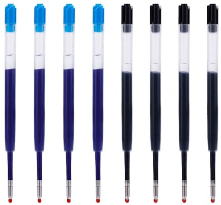 Nurila 8 Stück Kugelschreiber Minen, 0.5mm Kugelschreiberminen G2-Format | Kugelschreiber Minen für Schul- und Büronutzung, Universeller Ersatzstift (9,8 cm), Kugelschreiberminen Blau und Schwarz