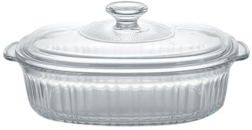 Cocotte en verre avec couvercle 1 5 L Plats de cuisson en verre Résistant à la chaleur/au froid cocotte avec poignées Plats de forme ovale pour four Passe au micro-ondes