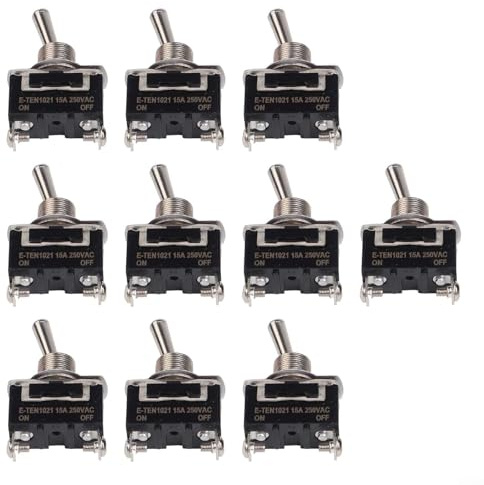 Lot de 10 interrupteurs à bascule pour véhicules 12 V 24 V 220 V 230 V 10 A ON OFF 2 contacts compatibles avec voitures, camions, bateaux et véhicules tout terrain